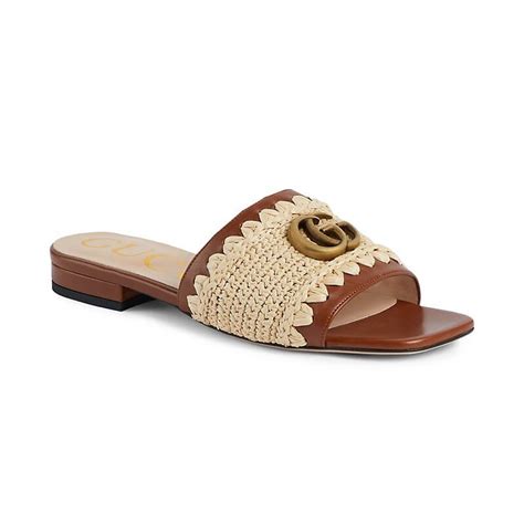 ember gg raffia slide sandal gucci|GUCCI Raffia GG Monogram Ember Criss Cross Slide Sandals .